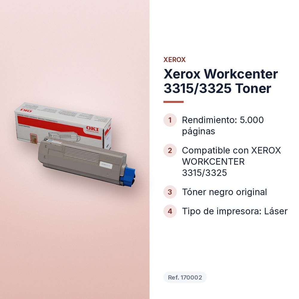 XEROX WORKCENTER 3315/3325 TONER - características principales