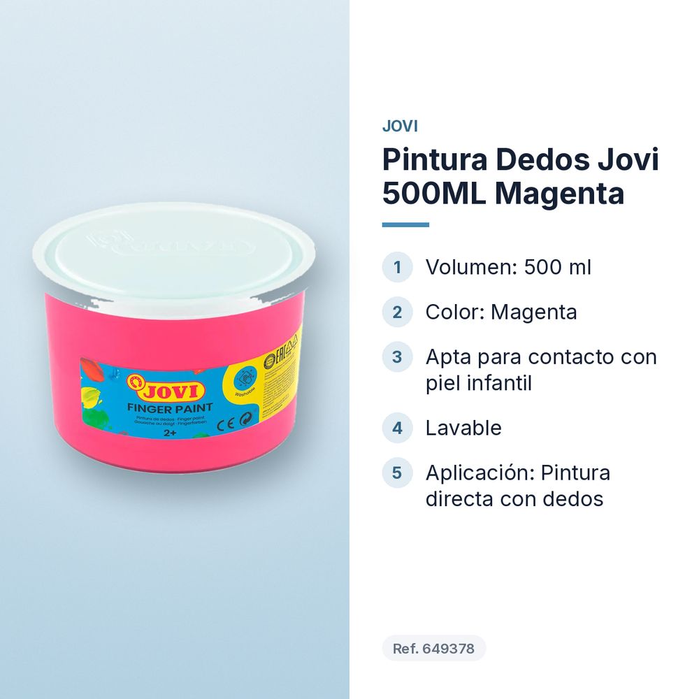 PINTURA DEDOS JOVI 500ML MAGENTA - características principales