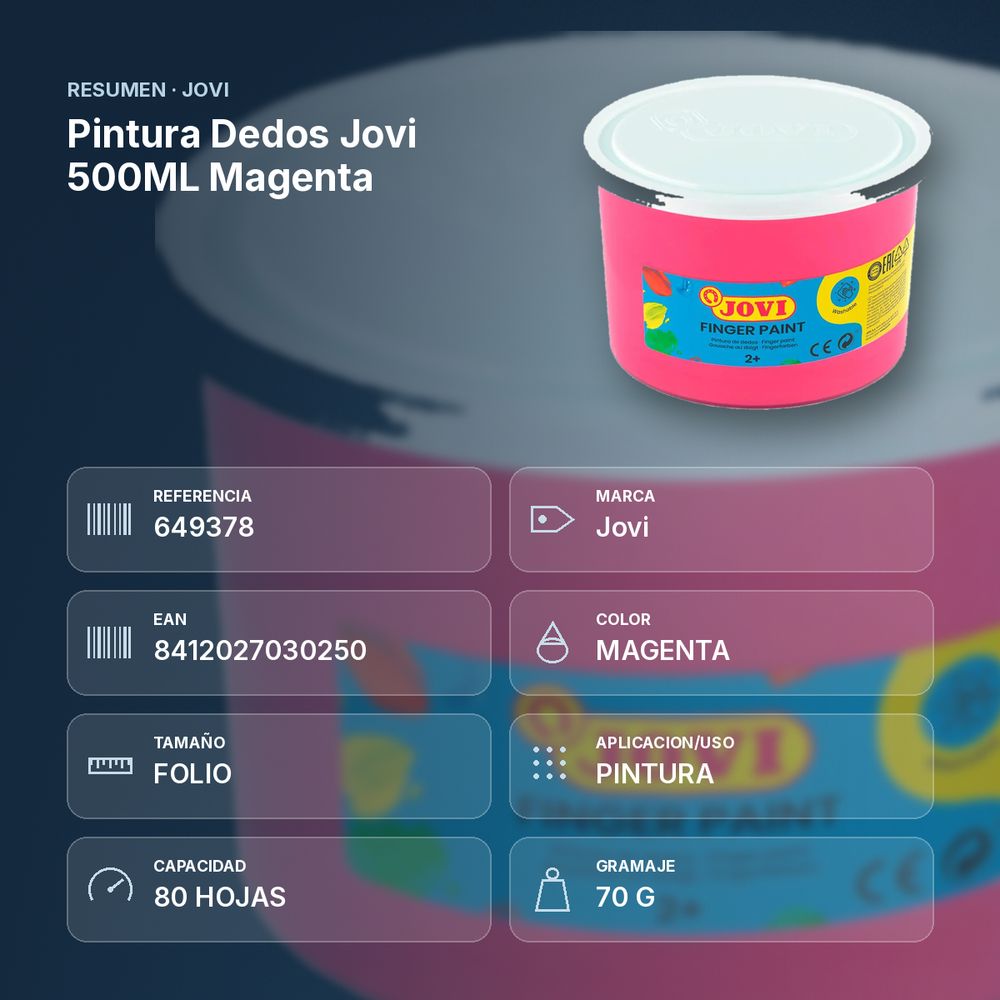 PINTURA DEDOS JOVI 500ML MAGENTA - resumen de atributos