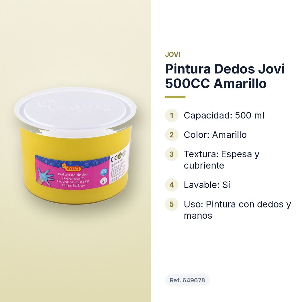 PINTURA DEDOS JOVI 500CC AMARILLO - características principales