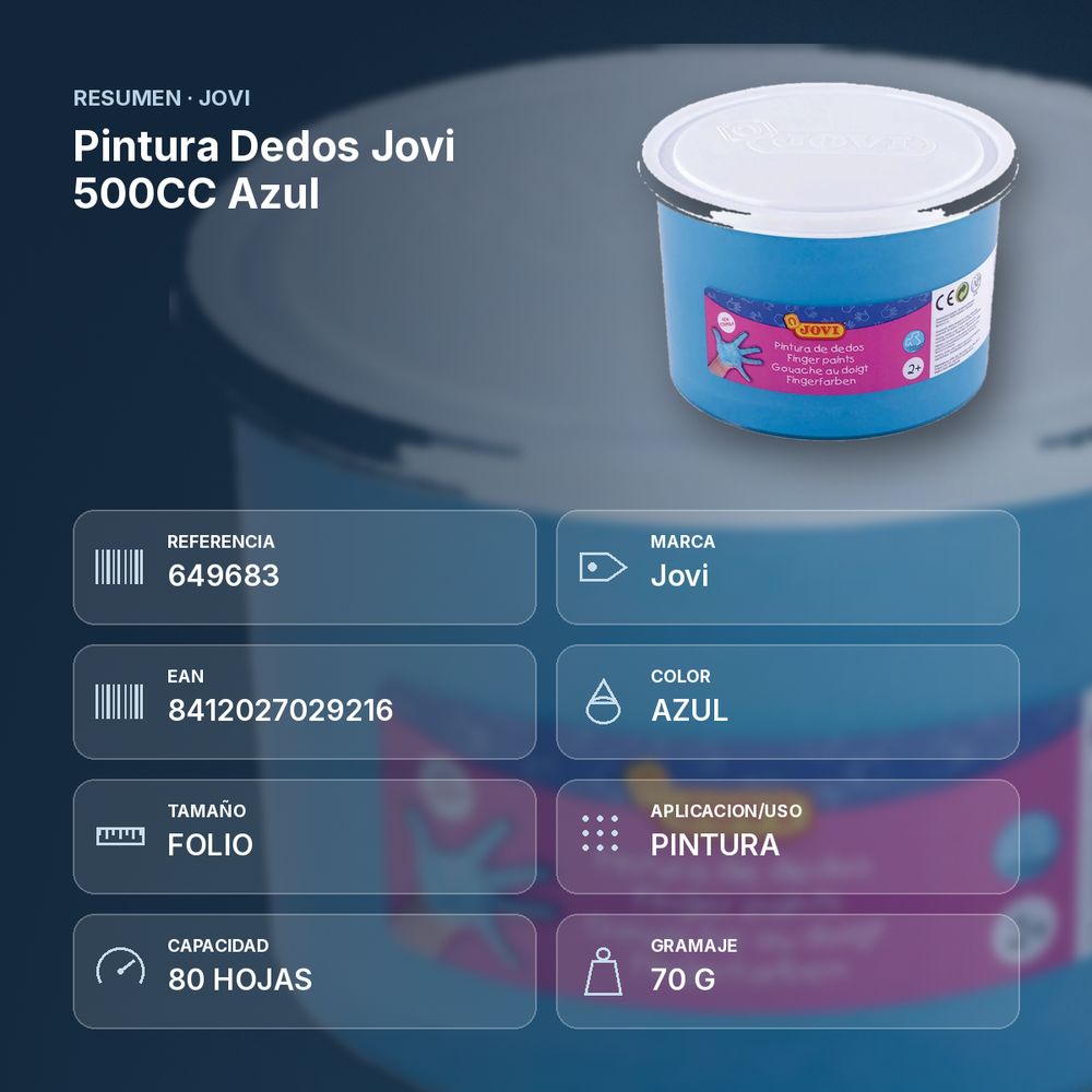 PINTURA DEDOS JOVI 500CC AZUL - resumen de atributos