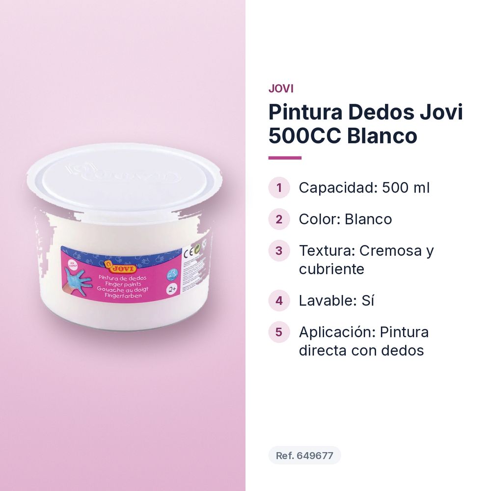 PINTURA DEDOS JOVI 500CC BLANCO - características principales