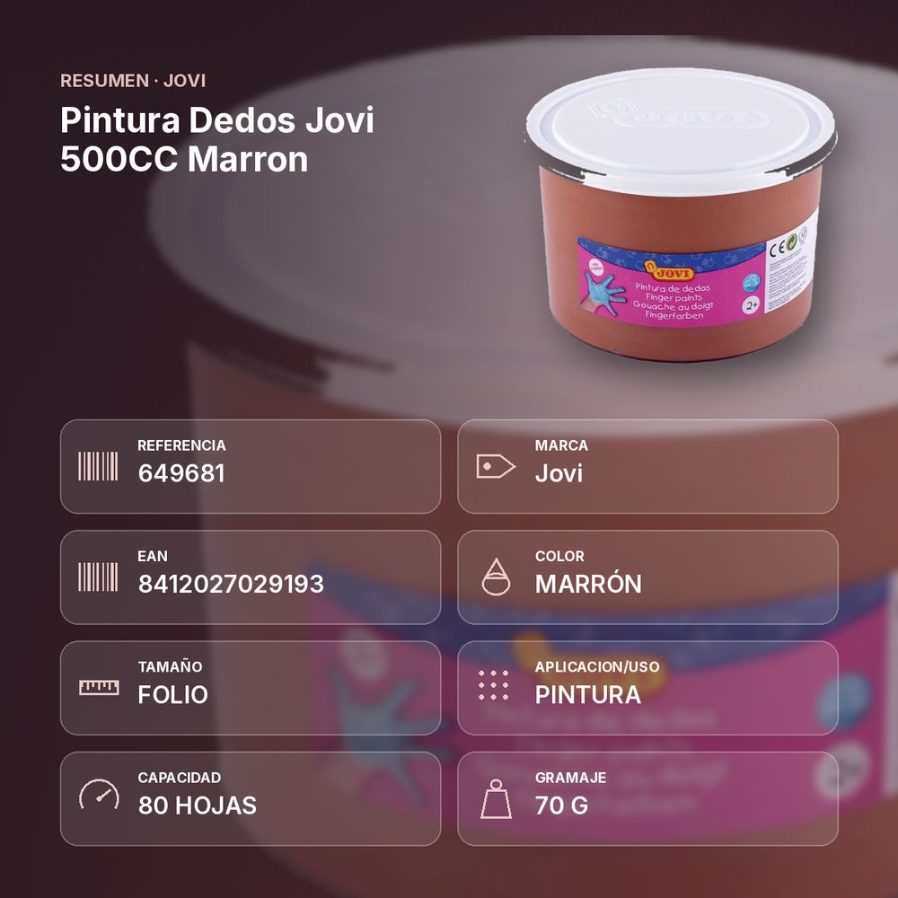 PINTURA DEDOS JOVI 500CC MARRON - resumen de atributos