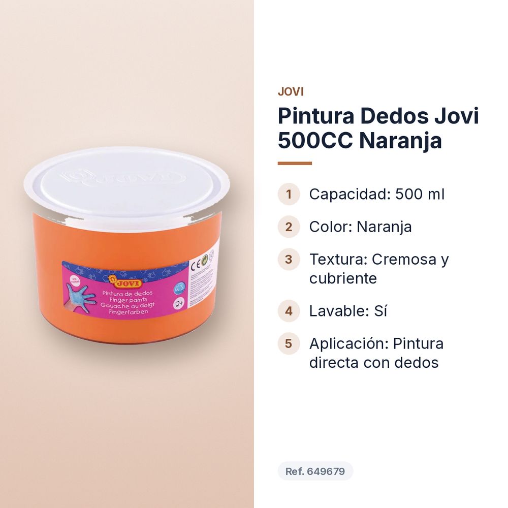 PINTURA DEDOS JOVI 500CC NARANJA - características principales