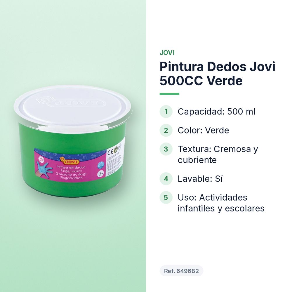 PINTURA DEDOS JOVI 500CC VERDE - características principales