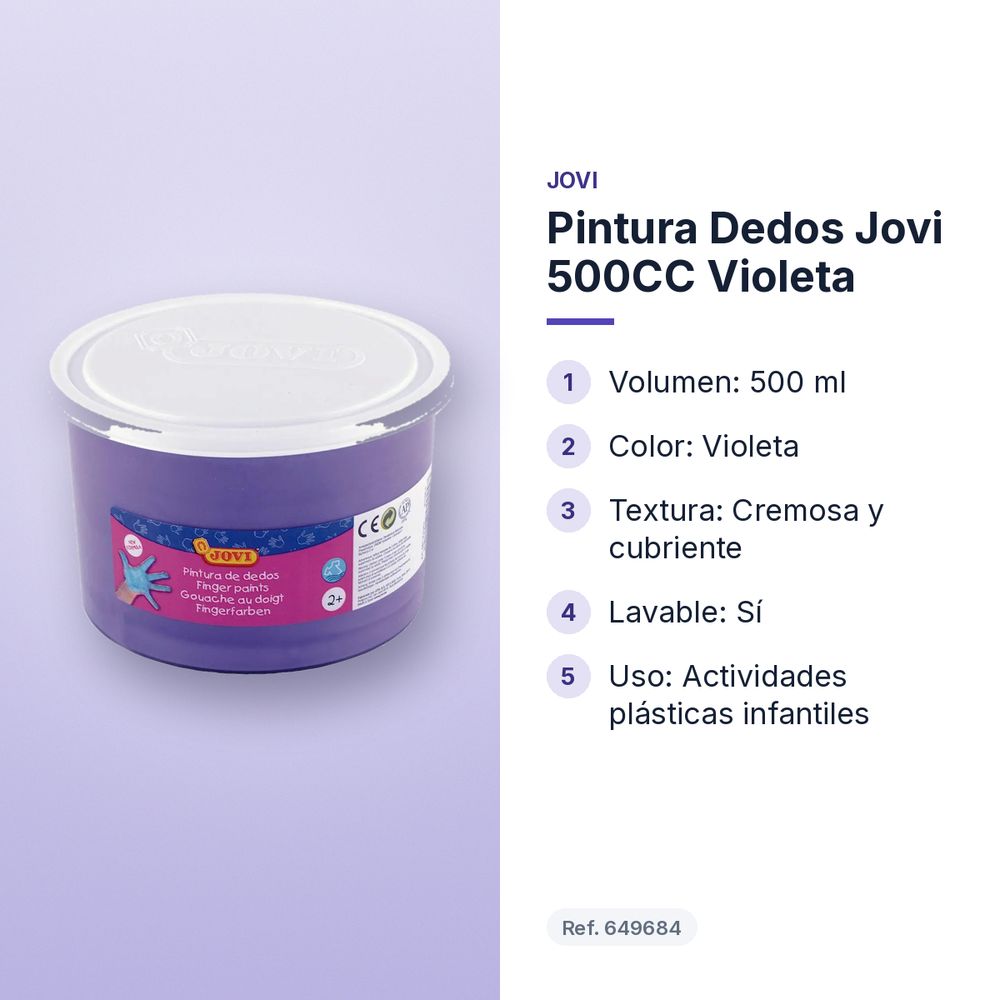 PINTURA DEDOS JOVI 500CC VIOLETA - características principales