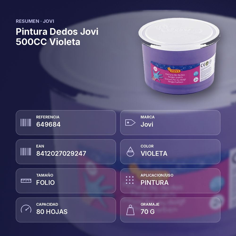 PINTURA DEDOS JOVI 500CC VIOLETA - resumen de atributos