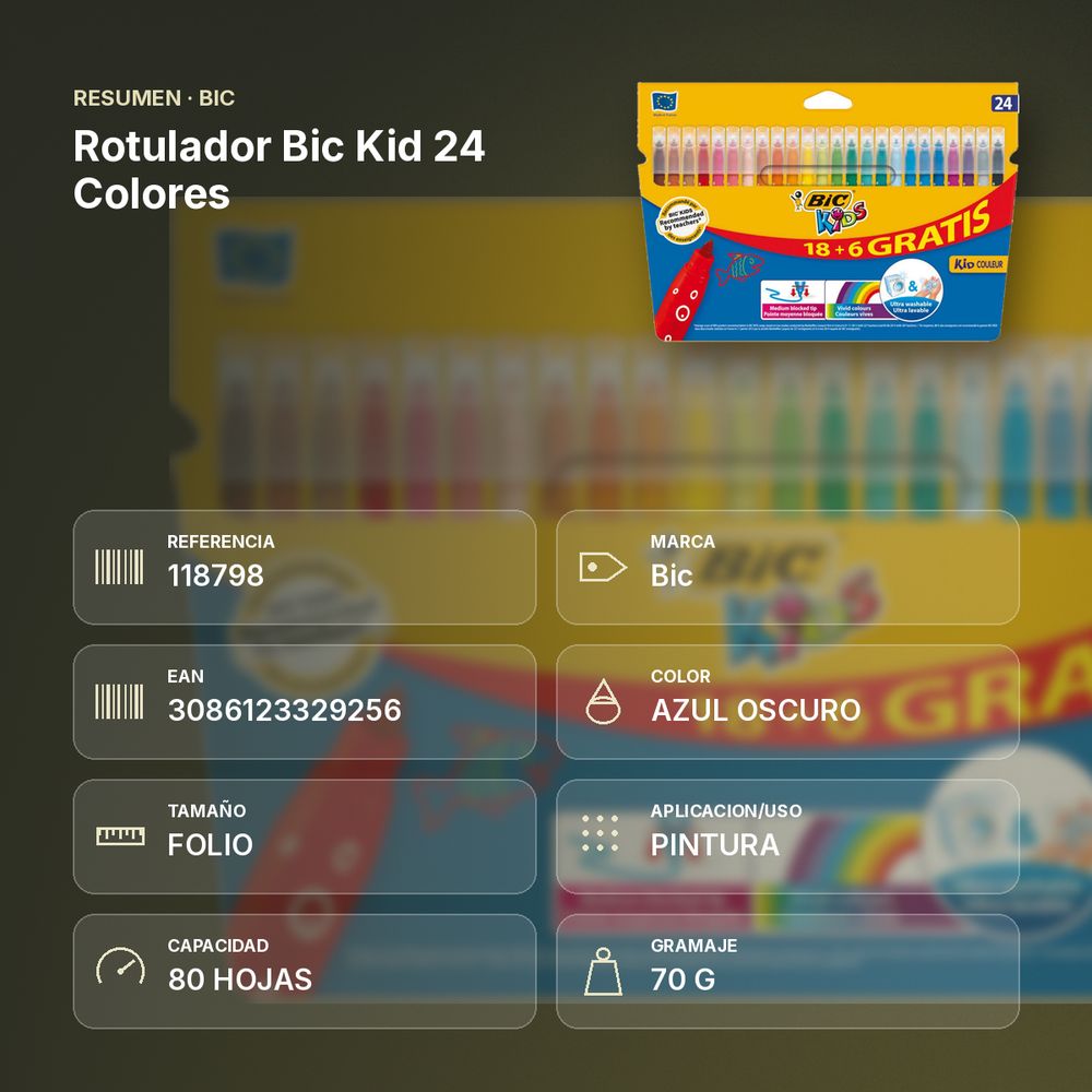 ROTULADOR BIC KID 24 COLORES - resumen de atributos