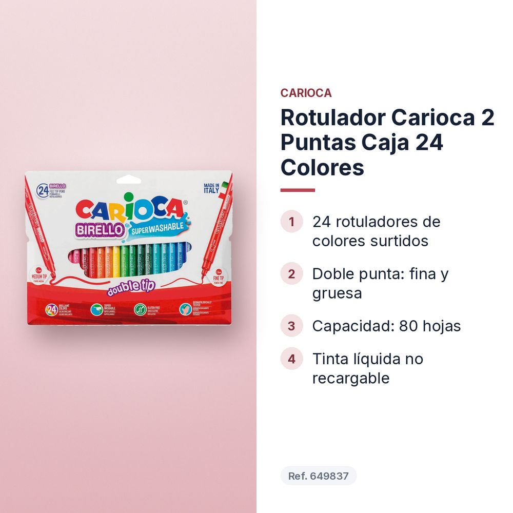 ROTULADOR CARIOCA 2 PUNTAS CAJA 24 COLORES - características principales