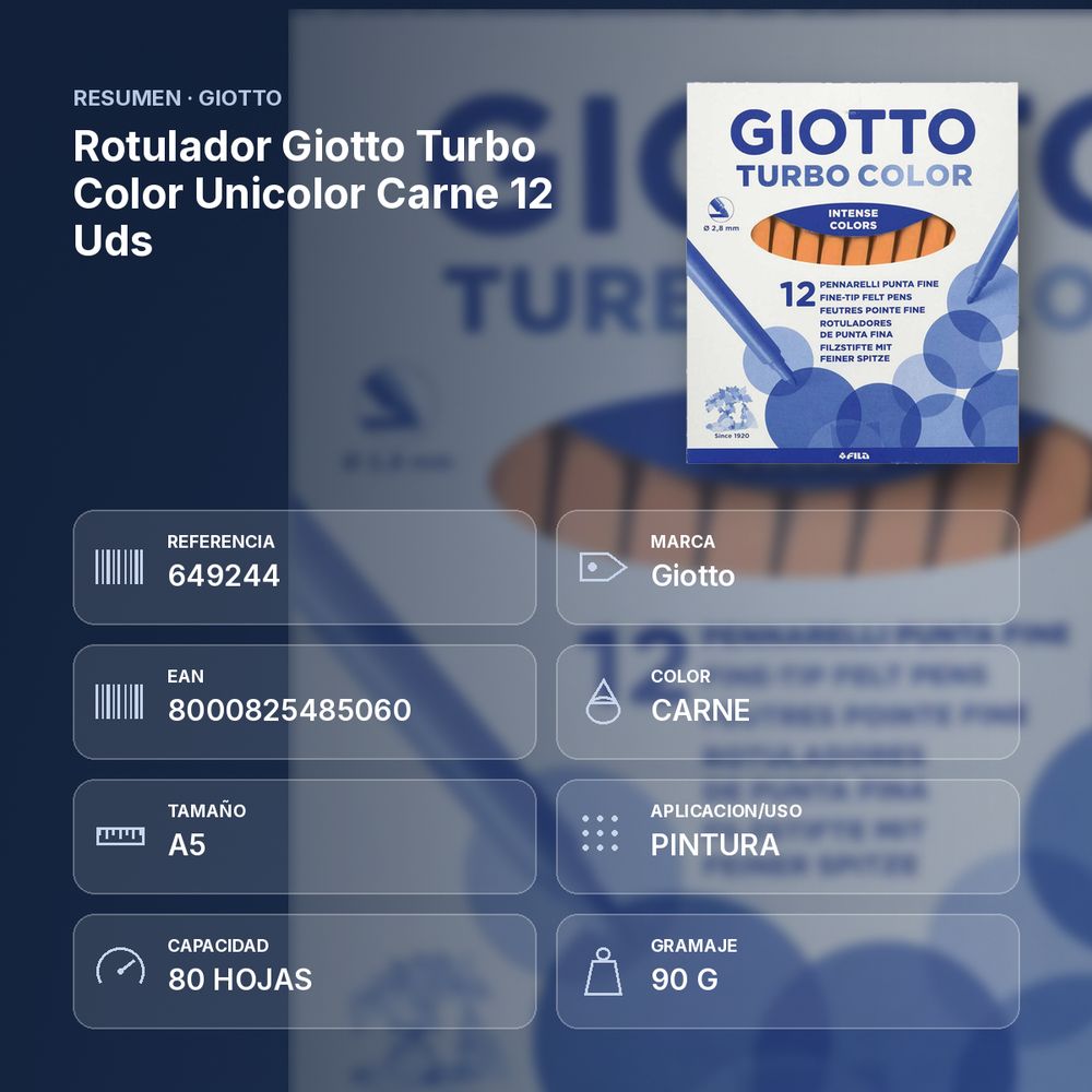 ROTULADOR GIOTTO TURBO COLOR UNICOLOR CARNE 12 UDS  - resumen de atributos