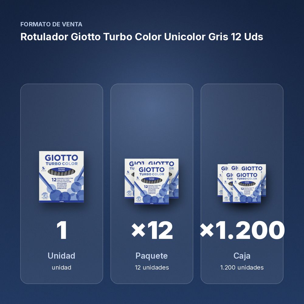 ROTULADOR GIOTTO TURBO COLOR UNICOLOR GRIS 12 UDS  - formato de venta: paquete de 12, caja de 1200