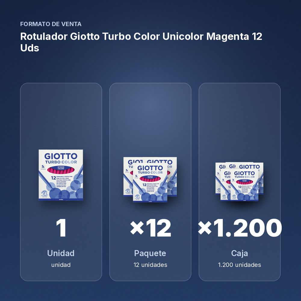 ROTULADOR GIOTTO TURBO COLOR UNICOLOR MAGENTA 12 UDS  - formato de venta: paquete de 12, caja de 1200