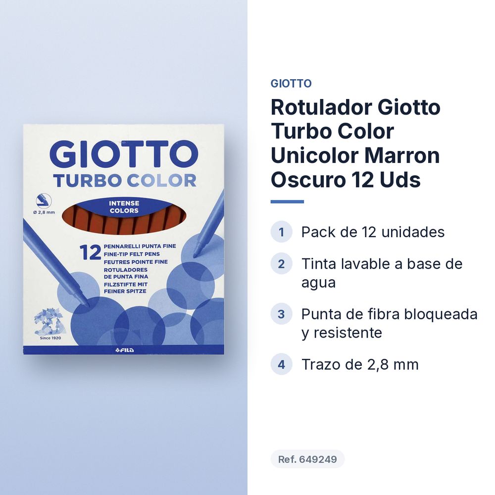 ROTULADOR GIOTTO TURBO COLOR UNICOLOR MARRON OSCURO 12 UDS  - características principales