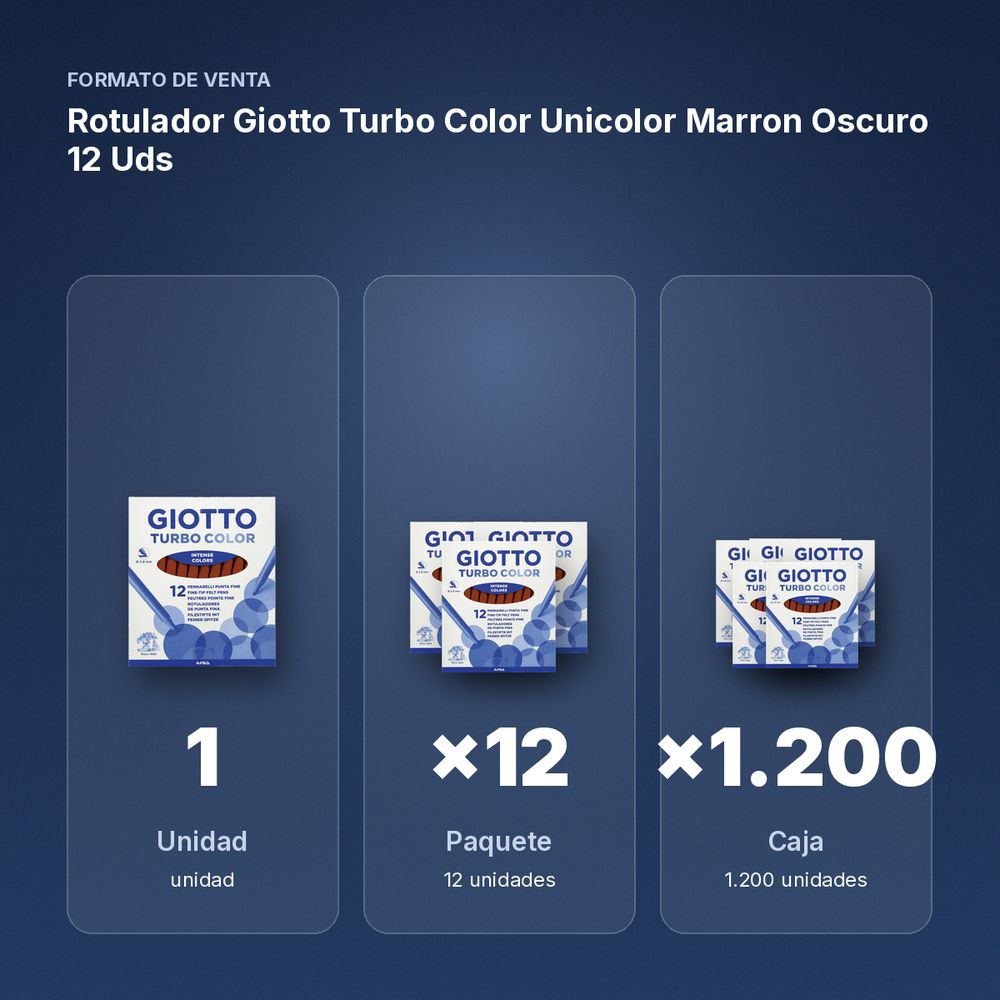 ROTULADOR GIOTTO TURBO COLOR UNICOLOR MARRON OSCURO 12 UDS  - formato de venta: paquete de 12, caja de 1200