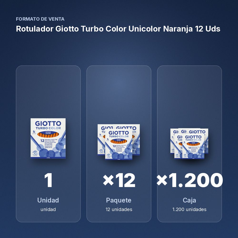 ROTULADOR GIOTTO TURBO COLOR UNICOLOR NARANJA 12 UDS  - formato de venta: paquete de 12, caja de 1200