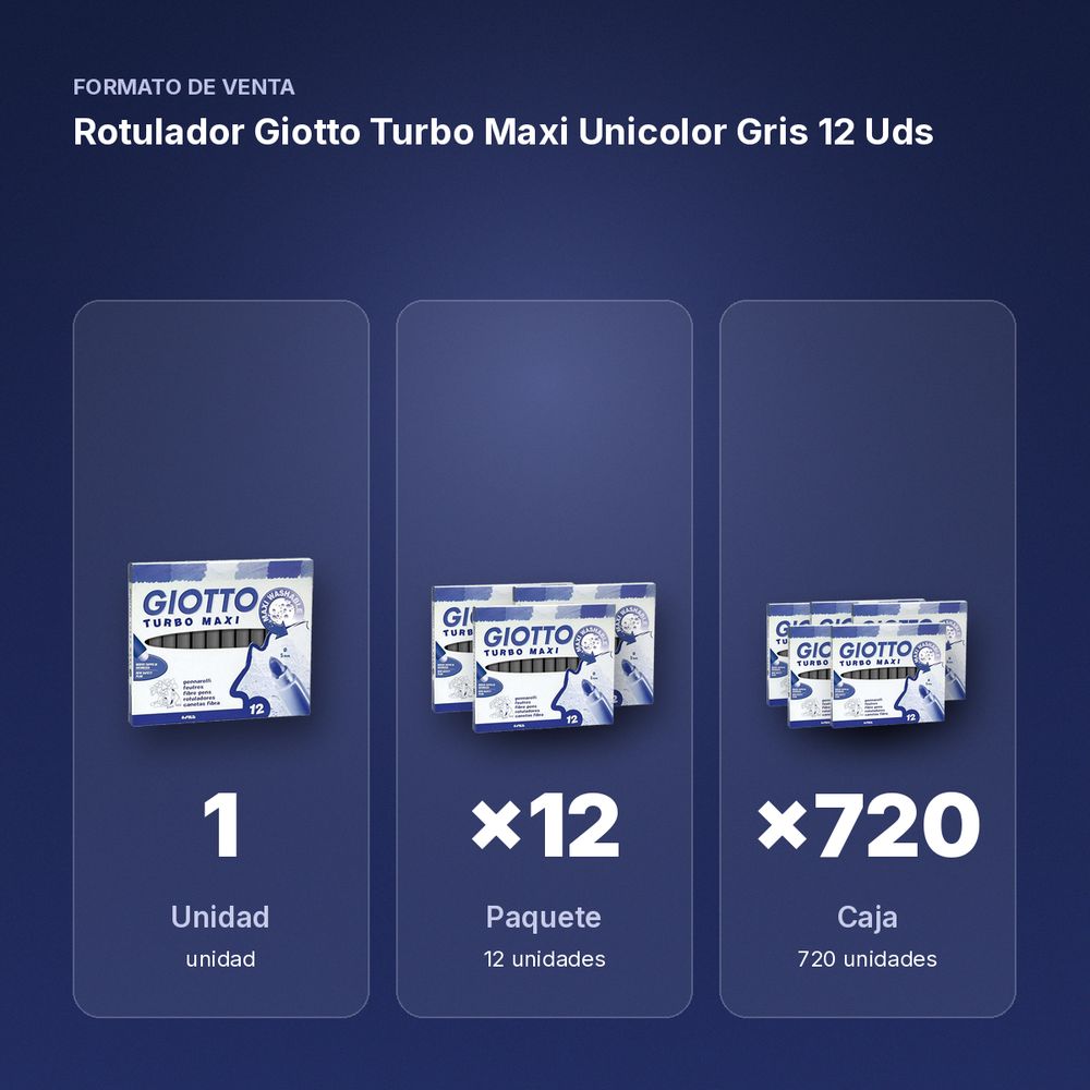 ROTULADOR GIOTTO TURBO MAXI UNICOLOR GRIS 12 UDS - formato de venta: paquete de 12, caja de 720