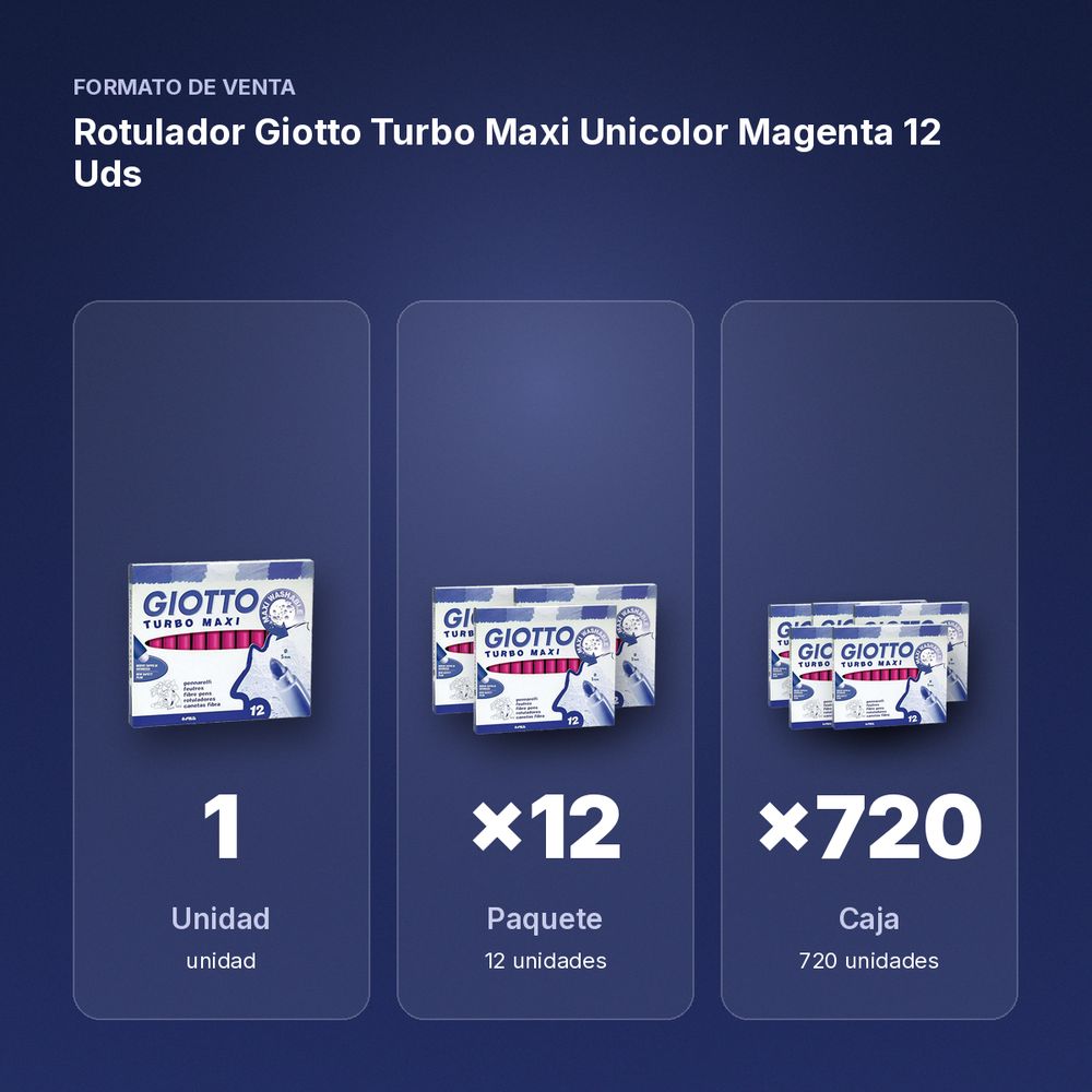 ROTULADOR GIOTTO TURBO MAXI UNICOLOR MAGENTA 12 UDS - formato de venta: paquete de 12, caja de 720