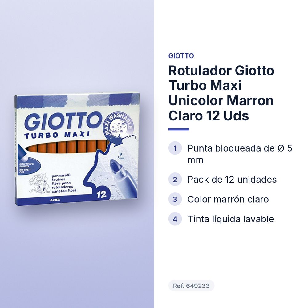 ROTULADOR GIOTTO TURBO MAXI UNICOLOR MARRON CLARO 12 UDS - características principales