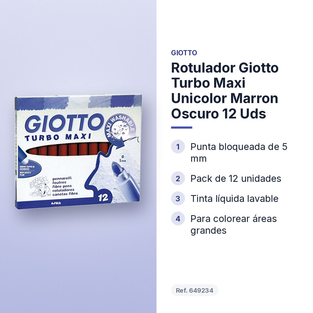 ROTULADOR GIOTTO TURBO MAXI UNICOLOR MARRON OSCURO 12 UDS - características principales