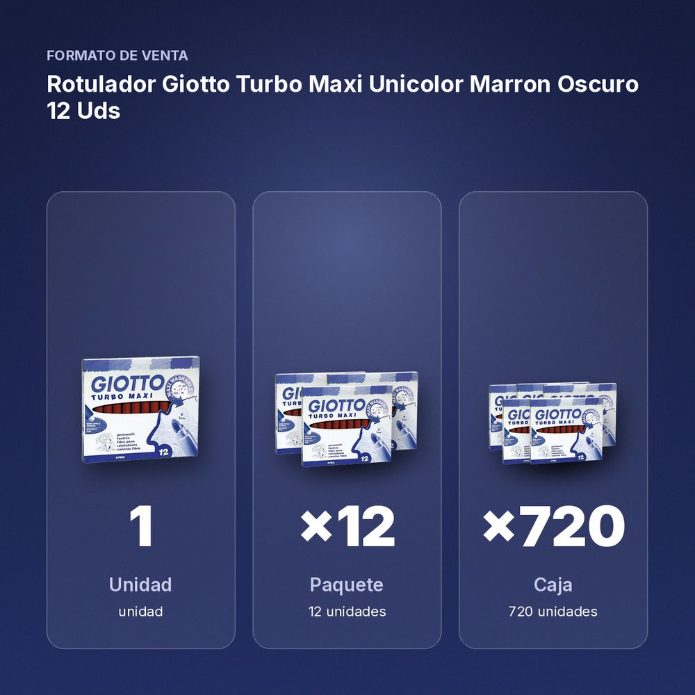 ROTULADOR GIOTTO TURBO MAXI UNICOLOR MARRON OSCURO 12 UDS - formato de venta: paquete de 12, caja de 720