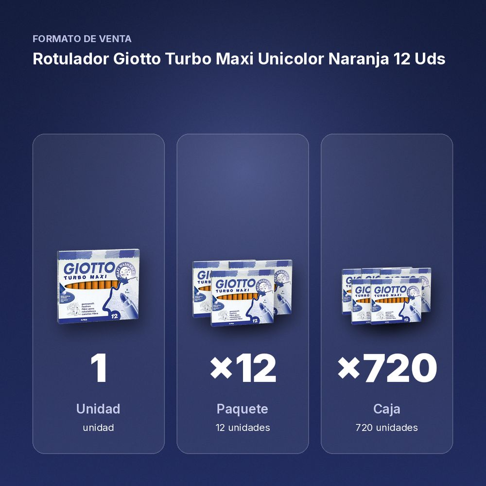 ROTULADOR GIOTTO TURBO MAXI UNICOLOR NARANJA 12 UDS - formato de venta: paquete de 12, caja de 720
