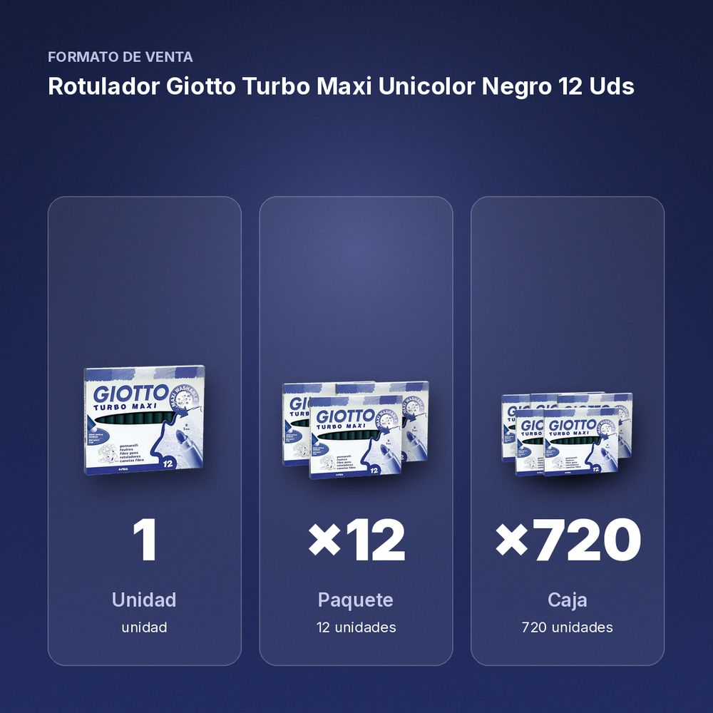 ROTULADOR GIOTTO TURBO MAXI UNICOLOR NEGRO 12 UDS - formato de venta: paquete de 12, caja de 720