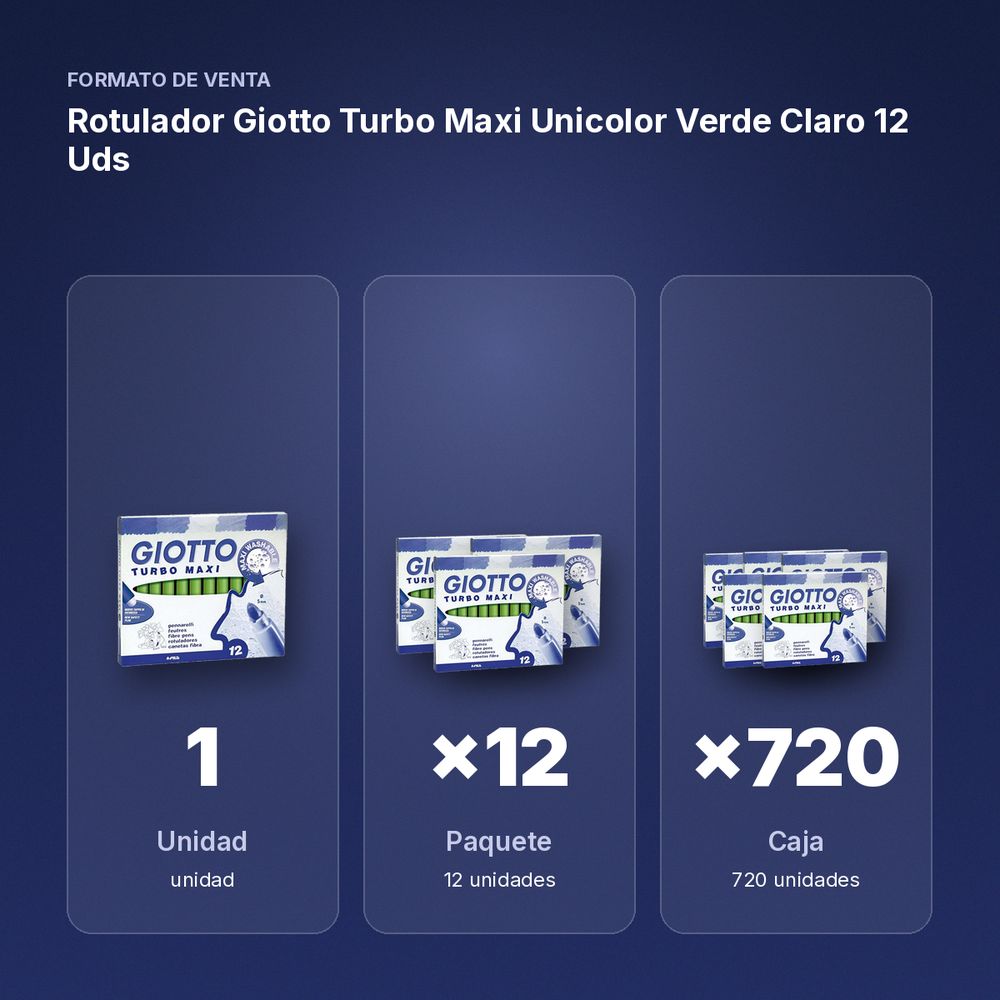 ROTULADOR GIOTTO TURBO MAXI UNICOLOR VERDE CLARO 12 UDS - formato de venta: paquete de 12, caja de 720