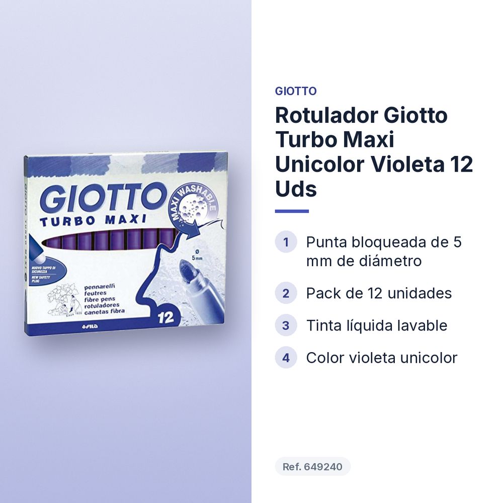 ROTULADOR GIOTTO TURBO MAXI UNICOLOR VIOLETA 12 UDS - características principales