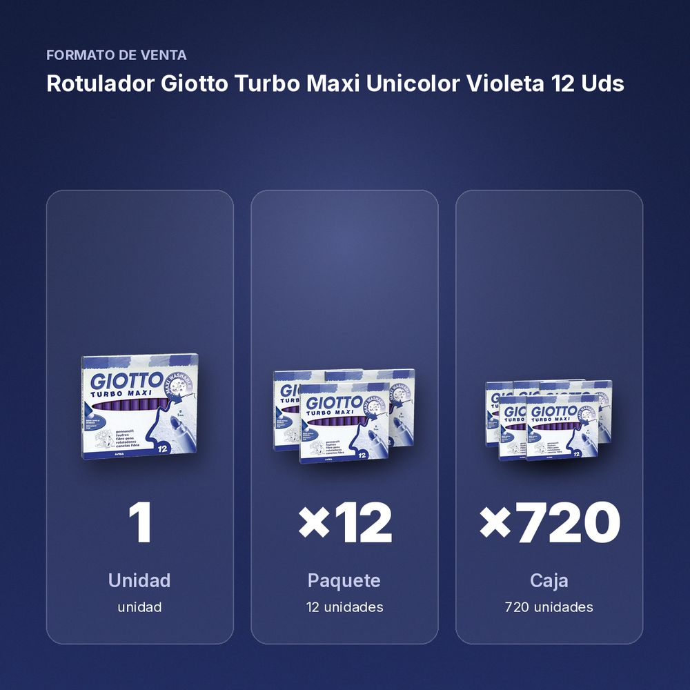 ROTULADOR GIOTTO TURBO MAXI UNICOLOR VIOLETA 12 UDS - formato de venta: paquete de 12, caja de 720