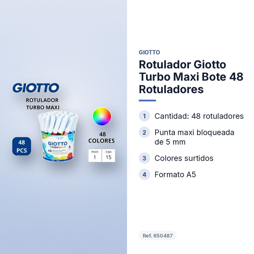 ROTULADOR GIOTTO TURBO MAXI BOTE 48 ROTULADORES - características principales