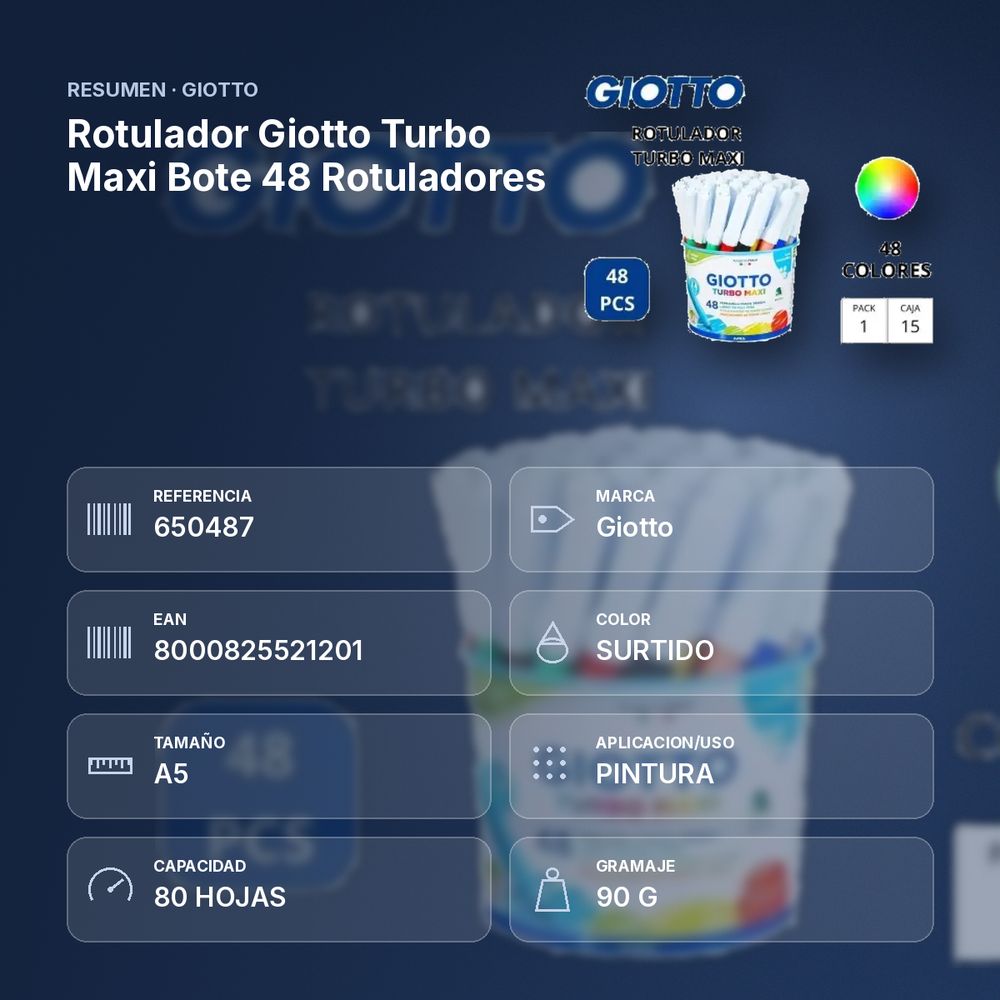 ROTULADOR GIOTTO TURBO MAXI BOTE 48 ROTULADORES - resumen de atributos