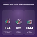 TIJERA BASIC MILAN 13,3CM COLORES SURTIDOS EXPOSITOR - formato de venta: paquete de 12, caja de 144