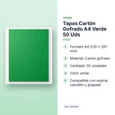 TAPAS CARTÓN GOFRADO A4 VERDE 50 UDS - características principales