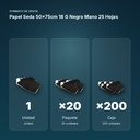 PAPEL SEDA 50×75CM 18 G NEGRO MANO 25 HOJAS - formato de venta: paquete de 20, caja de 200