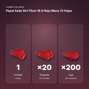 PAPEL SEDA 50×75CM 18 G ROJO MANO 13 HOJAS - formato de venta: paquete de 20, caja de 200