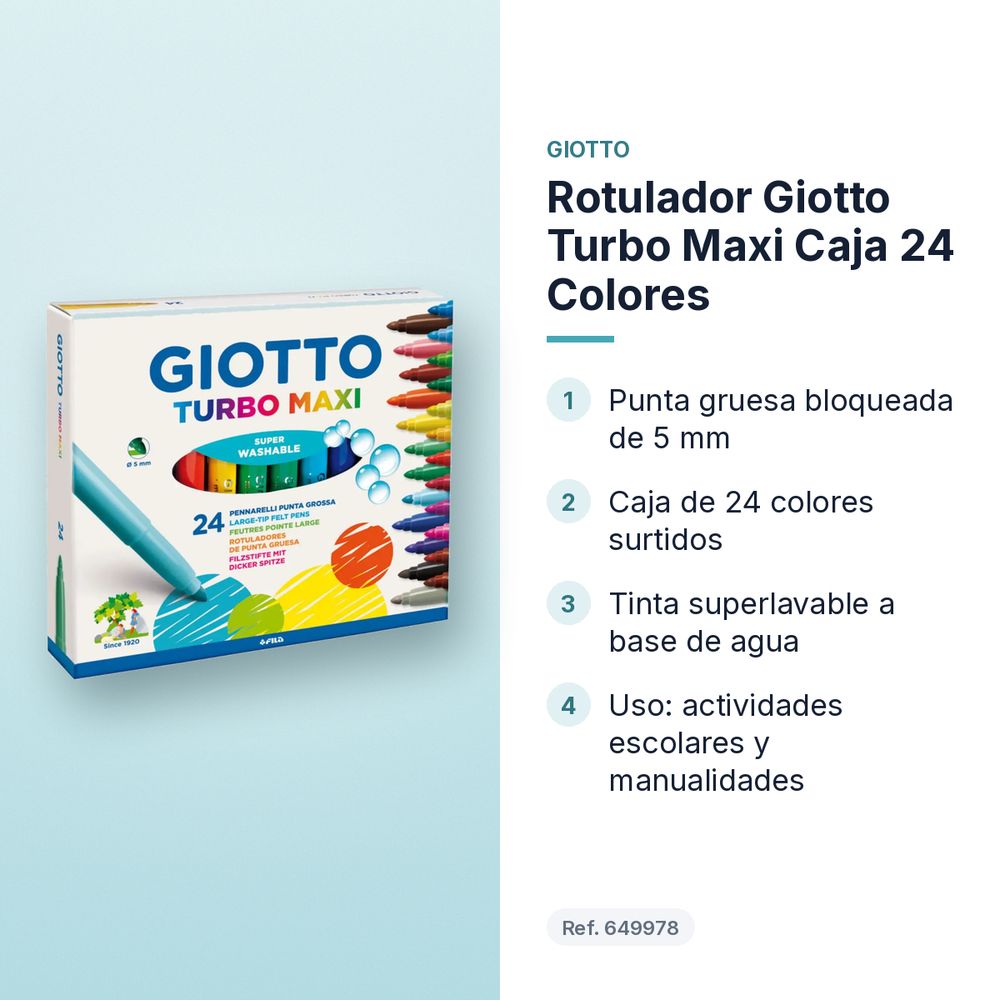 ROTULADOR GIOTTO TURBO MAXI CAJA 24 COLORES  - características principales