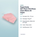 PAPEL SEDA 50×75CM 18 G ROSA CLARO MANO 25 HOJAS - características principales