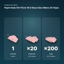 PAPEL SEDA 50×75CM 18 G ROSA CLARO MANO 25 HOJAS - formato de venta: paquete de 20, caja de 200