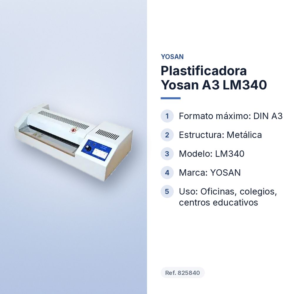 PLASTIFICADORA YOSAN A3 LM340  - características principales