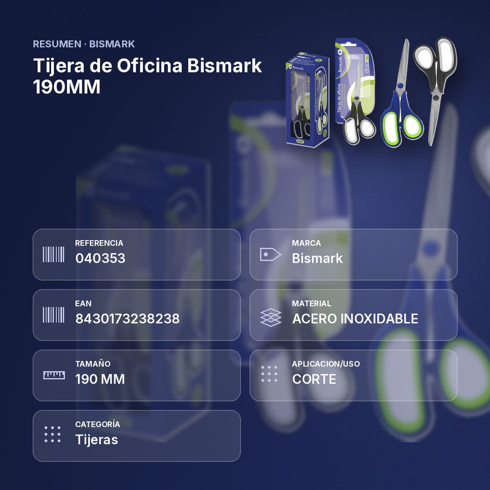 TIJERA DE OFICINA BISMARK 190MM - resumen de atributos