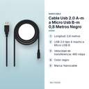 CABLE USB 2.0 A-M A MICRO USB B-M 0,8 METROS NEGRO - características principales