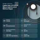 CABLE USB 2.0 A-M A MICRO USB B-M 0,8 METROS NEGRO - resumen de atributos