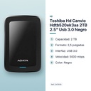 TOSHIBA HD CANVIO HDTB520EK3AA 2TB 2.5" USB 3.0 NEGRO - características principales