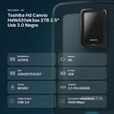 TOSHIBA HD CANVIO HDTB520EK3AA 2TB 2.5" USB 3.0 NEGRO - resumen de atributos