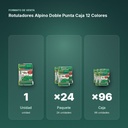 ROTULADORES ALPINO DOBLE PUNTA CAJA 12 COLORES - formato de venta: paquete de 24, caja de 96