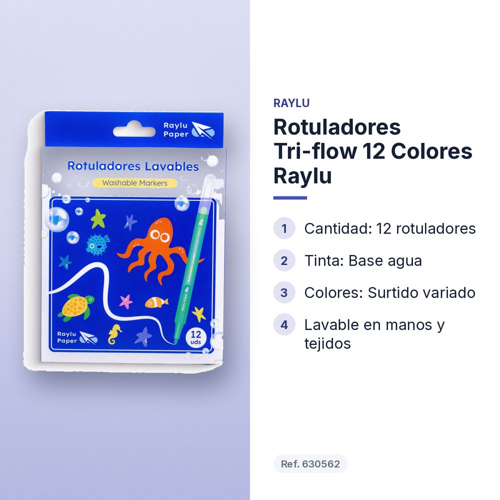 ROTULADORES TRI-FLOW 12 COLORES RAYLU - características principales