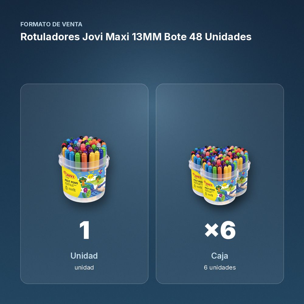 ROTULADORES JOVI MAXI 13MM BOTE 48 UNIDADES - formato de venta: caja de 6