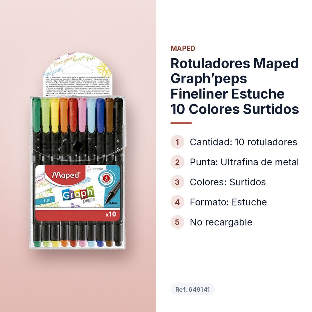ROTULADORES MAPED GRAPH’PEPS FINELINER ESTUCHE 10 COLORES SURTIDOS - características principales