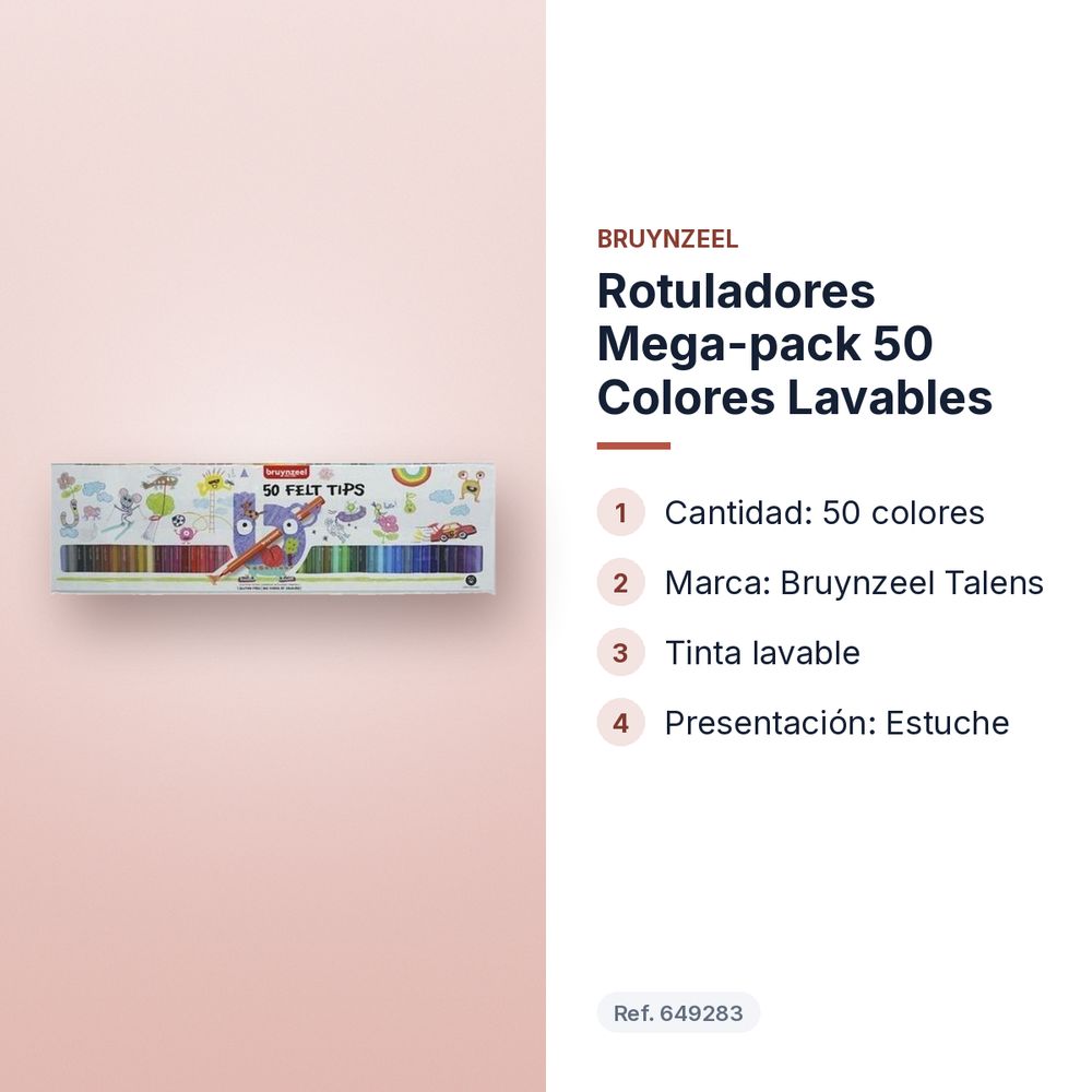 ROTULADORES MEGA-PACK 50 COLORES LAVABLES - características principales
