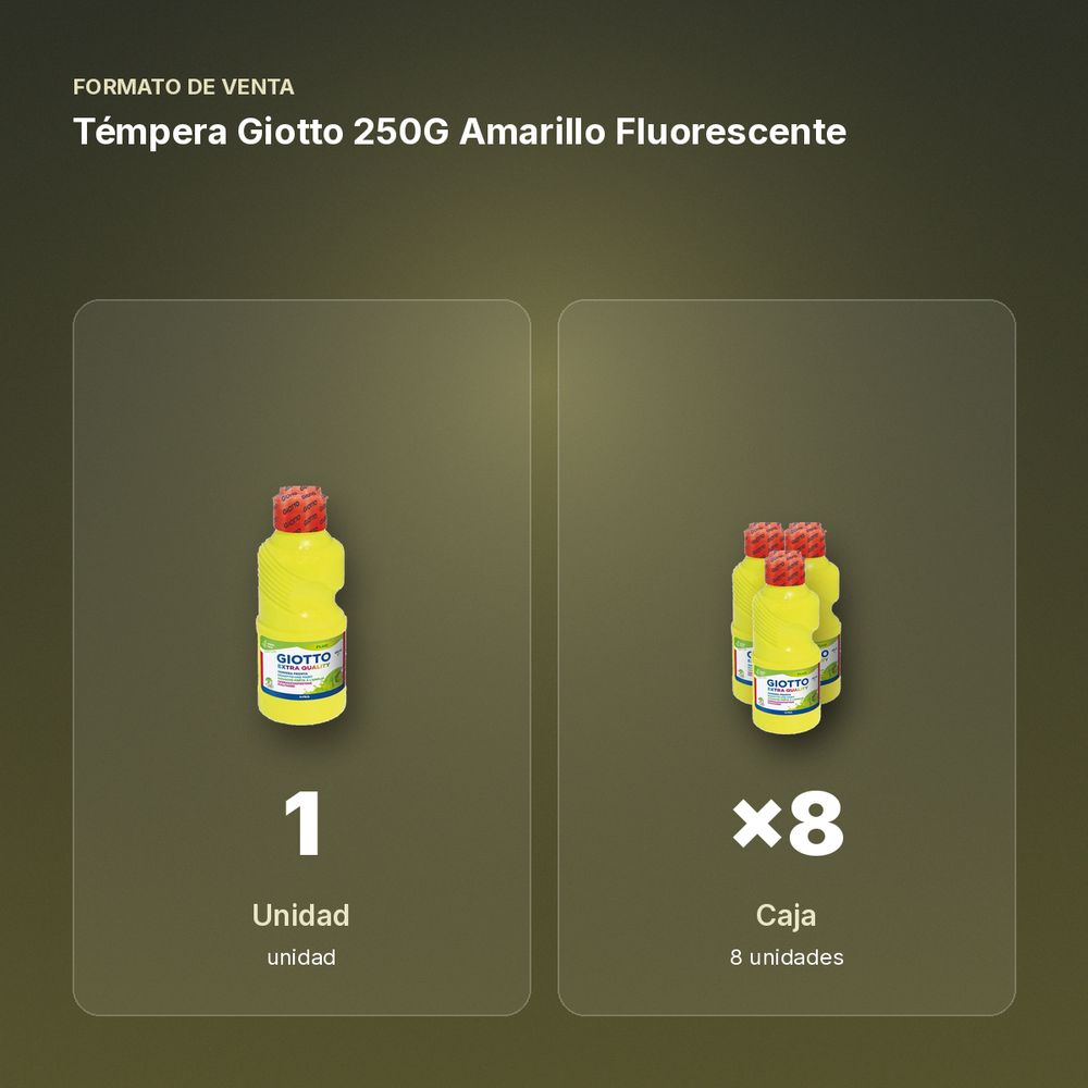 TÉMPERA GIOTTO 250G AMARILLO FLUORESCENTE  - formato de venta: caja de 8
